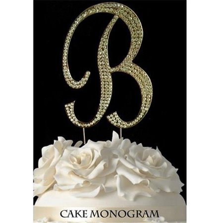 DE YI ENTERPRISE De Yi Enterprise 33015-Bg Monogram Cake Toppers - Gold Rhinestone - B 33015-Bg